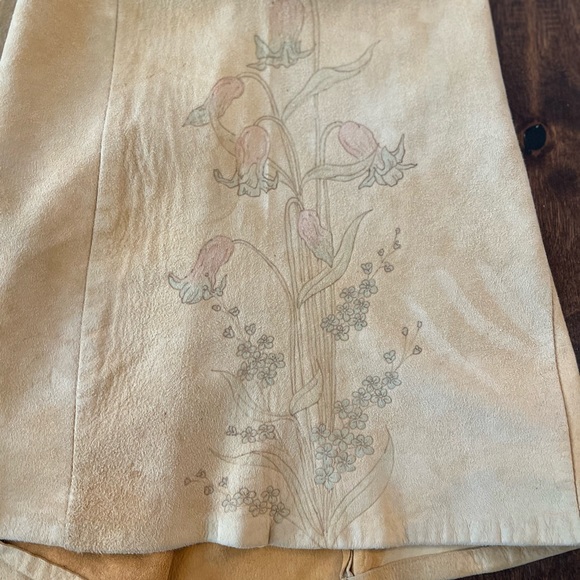 Vintage 70’s Santa Fe buttery soft yellow leather suede midi skirt GUC - Picture 6 of 6